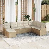 VidaXL Set de canapele pentru grădină cu pernă 8 pcs Bej Rattan poli