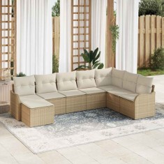 vidaXL Set de canapele pentru grădină 8 pcs Bej și alb Rattan poli 3354490