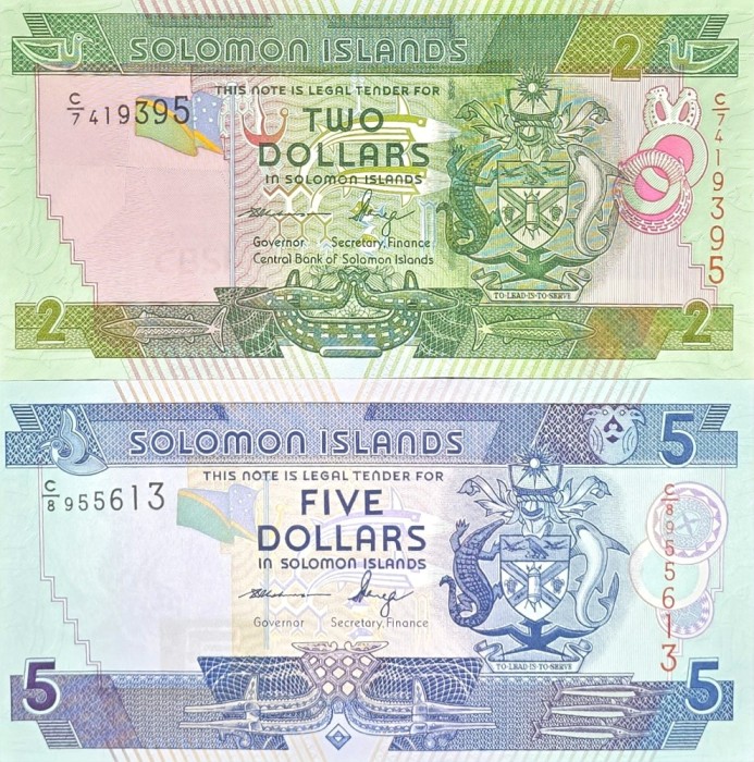 2 &amp; 5 Dollars Solomon Island