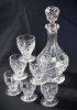 Carafa / sticla pentru lichior cu sase pahare din cristal Boemia / Bohemia Cehia