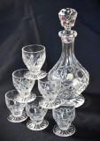 Carafa / sticla pentru lichior cu sase pahare din cristal Boemia / Bohemia Cehia