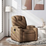 VidaXL Fotoliu de masaj rabatabil, maro, material textil