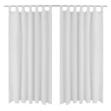 Draperii micro-satin cu bride, 140 x 175 cm, alb, 2 buc.