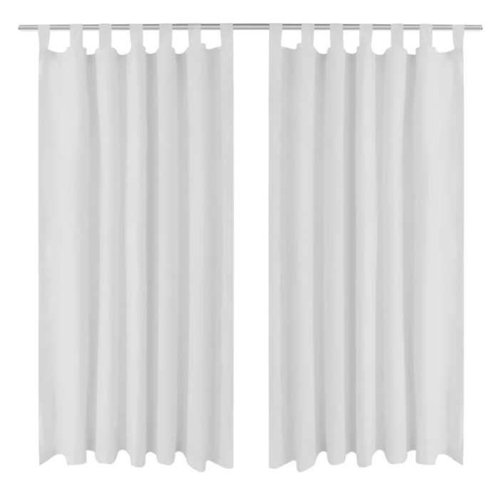 Draperii micro-satin cu bride, 140 x 175 cm, alb, 2 buc. 130359