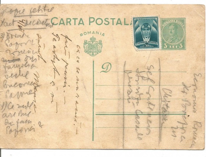 (@) carte postala(ilustrata)- Carol al II lea 3 lei