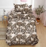 Cumpara ieftin Lenjerie De Pat George Xf072, Bumbac, 4 Piese, Fara Elastic, Imprimeu, Maro