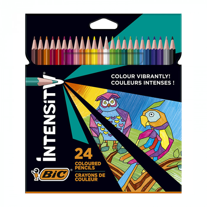 Creioane colorate 24 culori triunghiulare Bic Intensity 9164