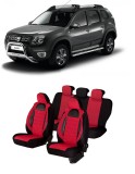 Cumpara ieftin Set huse scaune compatibile Dacia Duster 2010-2017 Piele + Textil (Compatibile cu sistem AIRBAG)