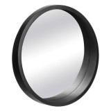 Oglindă de Perete, Rotundă, Diametru 50cm, Culoare Negru Mat, Cadru Lat Plastic, Oem