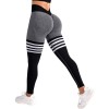 Colanti Dama Dungi, Talie Inalta Push-Up, Gri Negru, Fitness, Yoga - S