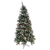 Brad artificial decorat de craciun sectionat pentru perete/ colt, 2.10 m, diametru inferior 106 cm, interior/ exterior, verde, Oem