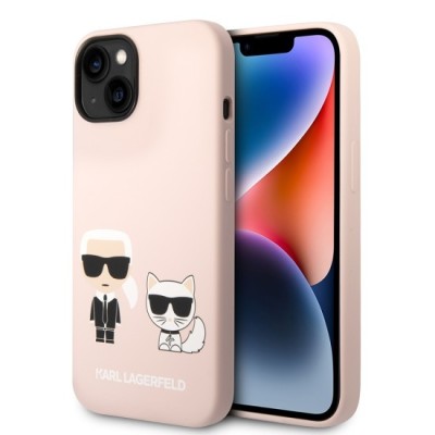 Husa pentru iPhone 15 Plus / iPhone 14 Plus - Karl Lagerfeld Silicone MagSafe (KLHMP14MSSKCI) - Light Pink Karl&amp;amp;Choupette foto