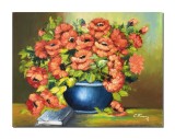 Cumpara ieftin Tablou vaza cu maci regali si carte pictat manual, Puritate, 50x40cm ulei pe panza, Constantin Feraru