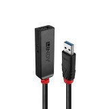 Adaptor Lindy USB 3.0 Active Extension Slim, material PVC, lungime cablu 5m, latime de banda suportata 5 Gbps, putere 2.5 0.7mm DC Connector