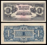 !!! RARR : MALAYA , OCUPATIA JAPONEZA - 1 DOLAR (1942} - P M 5 c - UNC / SERIA MO