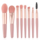 Mini set portabil 8 pensule de machiaj cu husa roz, flippy
