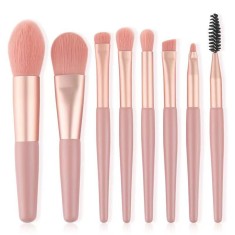 Mini set portabil 8 pensule de machiaj roz, flippy