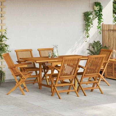 vidaXL Set mobilier grădină, 7 piese, lemn masiv de tec 3059596 foto