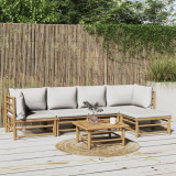 VidaXL Set mobilier de grădină cu perne gri deschis, 6 piese, bambus