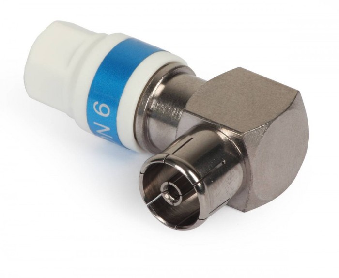 Mufa TV mama Cabelcon 90 grade, angulară, RG6, Triset-113, Self-Install, auto compresie, E3004
