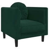 Cumpara ieftin Fotoliu canapea cu perna, verde inchis, catifea