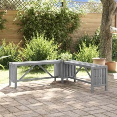 vidaXL Bancă grădină de colț cu jardinieră 117cm gri lemn masiv acacia