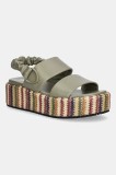 Blauer sandale OPAL culoarea verde, cu platforma, S5OPAL04