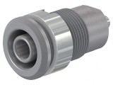 Soclu banană gri 4mm 24A 1kV alamă nichelată