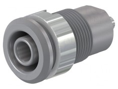 Soclu banană gri 4mm 24A 1kV alamă nichelată
