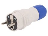 Conector Alimentare AC Tată 250V 16A 2P PE pe Cablu