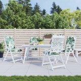 Perne scaun spătar &icirc;nalt model frunze 4 buc. 120x50x7 cm textil