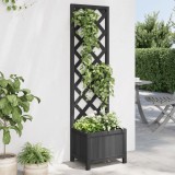 vidaXL Jardinieră cu spalier, negru, lemn masiv de brad