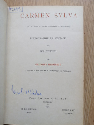 Carmen Sylva - Bibliographie et Extraits de ses Oeuvres - Georges Bengesco 1904 foto