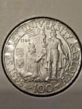 D1 Cehoslovacia 100 coroane 1948 UNC Argint/din foto