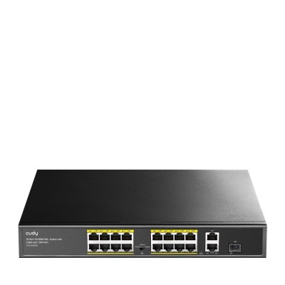 CUDY 16-Port 10/100M PoE+ Switch 2 Gigab foto