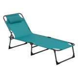 Sezlong pliabil 5Five Beach Chair cu cadru metalic, turcoaz, 173x56x27 cm