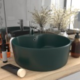 vidaXL Chiuvetă de lux cu preaplin verde &icirc;nchis mat 36x13 cm ceramică