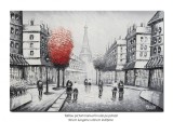 Cumpara ieftin Tablou pictat manual, Paris - vedere turnul Eiffel (1), stilizat - 90x60cm ulei in cutit efect 3D