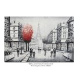 Tablou pictat manual, Paris - vedere turnul Eiffel (1), stilizat - 90x60cm ulei in cutit efect 3D