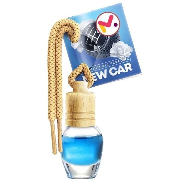 Odorizant Auto in Sticla cu Snur si Capac din Lemn, Aroma New Car, 8 ml