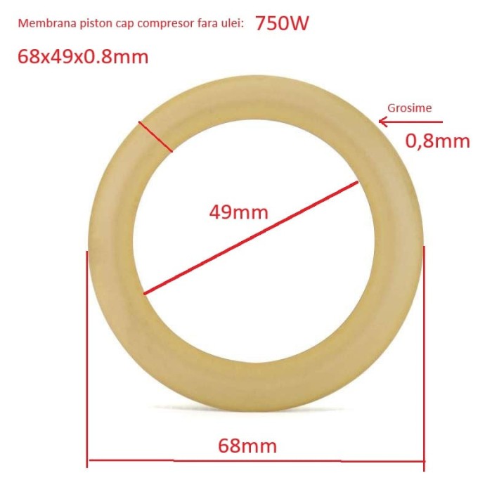 Membrana Piston cap compresor fara ulei 750W 68x49x0.8mm CH166
