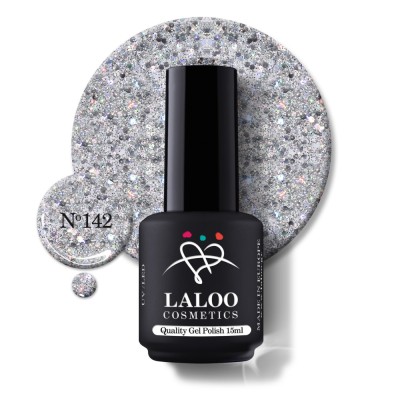 Oja semi-permanenta &amp;Nu;&amp;omicron;.142 Silver Holo Sequin Glitter 15ml foto