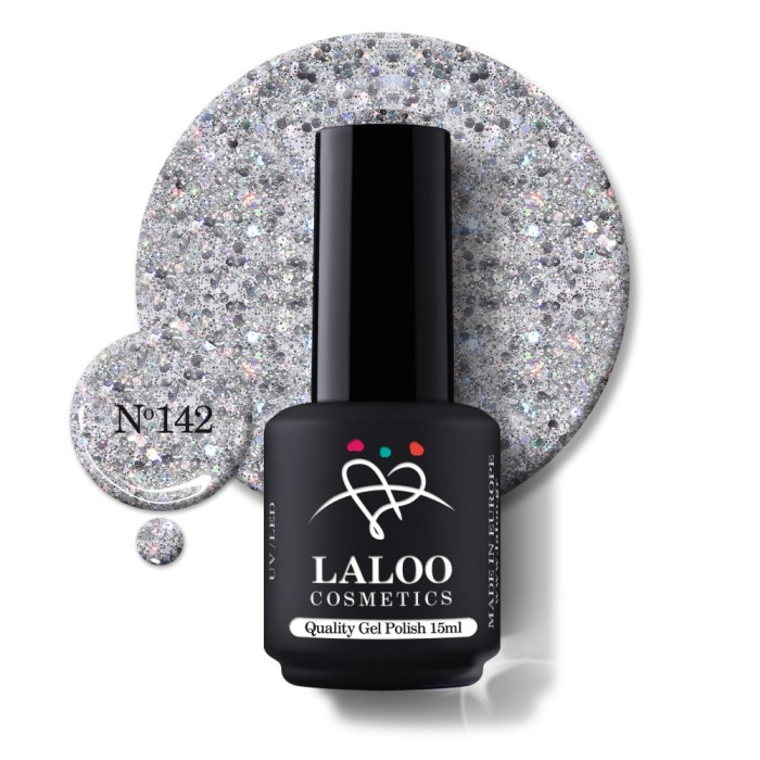 Oja semi-permanenta &Nu;&omicron;.142 Silver Holo Sequin Glitter 15ml