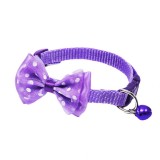 Zgarda ajustabila cu fundita pentru caini si pisici, 22-33cm/10mm, Mov, Ropet