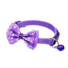 Zgarda ajustabila cu fundita pentru caini si pisici, 22-33cm/10mm, Mov, Ropet foto
