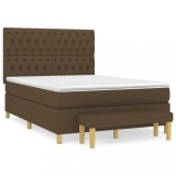 Cumpara ieftin Pat box spring cu saltea, maro inchis, 140x200 cm, textil