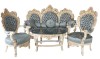 Set baroc living din lemn masiv alb cu tapiterie bleu din matase CAT403, Sufragerii si mobilier salon