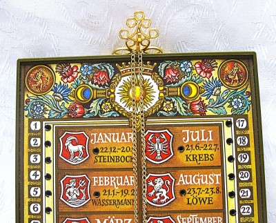 CALENDAR DE PERETE PERPETUU DECOR ZODII REPLICA CALENDAR ANTIC 23 CM foto