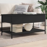 Masuta cafea Gossi neagra 100x50 cm, lemn si metal. Masa living moderna cu spatiu depozitare, picioare reglabile. Design elegant