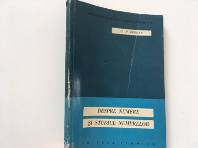 G N BERMAN, DESPRE NUMERE SI STUDIUL NUMERELOR. TRADUCERE DIN LIMBA RUSA foto